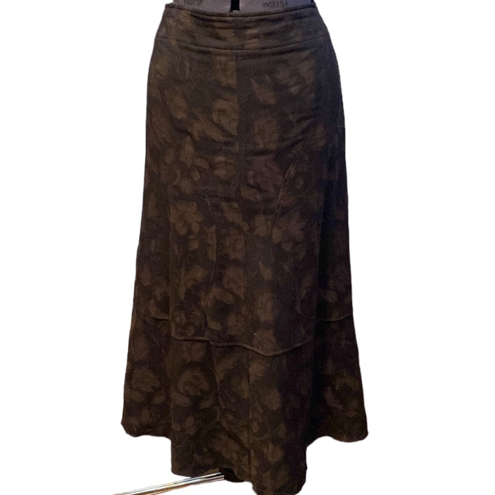 J. JILL Women's Polyester/Wool/Cotton Maxi Flare Skirt Pleat Front Floral Sz 10